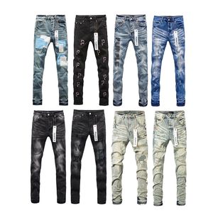 Jeans roxo jeans jeans jeans angustiados jeans pretos rasgados motociclista slim fit motociclistas calças para homens moda de moda masculina mouse slim jeans tamanho 29-40.