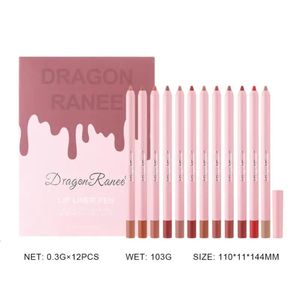 12 ПК/SET Women Водонепроницаемый макияж для губ настройки LONG LOST MATTE VELVET LIPSTICKS LIP PENCIL PEN Мода Косметические инструменты 240323