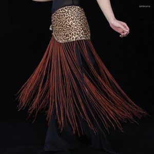 Stage Wear Leopard Print Tassel Waist Chain Practice Suit Hip Towel Dance Belly Costume Belt Throwing