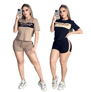 2024 frühjahr/Sommer Neue Mode Brief Druck frauen Trainingsanzüge Casual kurzarm Shorts frauen Zwei Stück Set