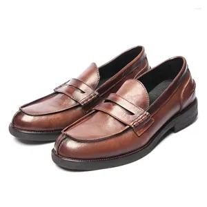 Dress Shoes British Retro Italian Men's Natural Leather Penny Loafers Luxury Design Men Flats Handmade Moccasins