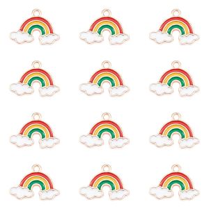 Adapter 40st Emalj Rainbow Clouds Charms för smycken som tillverkar DIY -halsband hängar örhängen tillbehör 14x18.5mm