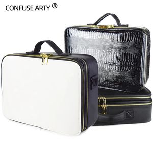 PU Leather Makeup Bag Large Capacity Compartment Travel Tattoo Storage Cosmetic Case 240326
