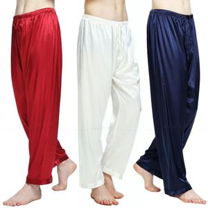 Erkek ipek saten pijama pijama pantolon pantolon pantolon uyku dipleri ücretsiz p s m l xl 2xl 3xl 4xl plus240401