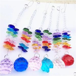 Christmas Decorations 6Pcs/Lot Nice 220Mm H Mixed Colors Octagon Beads With Faceted Ball Garland Strands Glass Crystal Suncatcher Dr Dh4U6