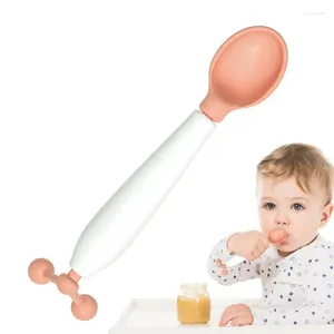 Colheres conjunto de criança fácil aderência utensílios de viagem em casa alimentação do bebê girando design antiderrapante gravidade inovadora