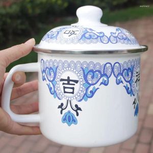 Kieliszki do wina Teacup. Emalia herbata filiżanka wodna. Zagęszczony i nostalgiczny duża objętość teacup 2.0L