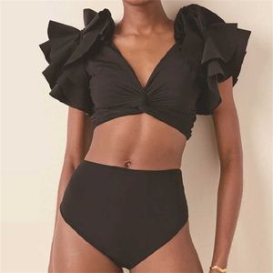 Damskie stroje kąpielowe 2024 Seksowne bikini set 3pc Women Swimsuit High Tail Bikini Push Up Swimsuit Flower Beach Suit Biquini Plaży Suit J240330