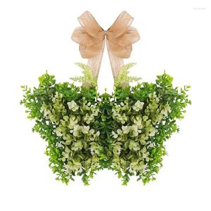 Flores decorativas grinaldas de plantas artificiais decoração de primavera porta frontal coroas de borboletas resistentes às intempéries acessórios de jardim para casa