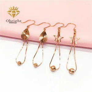 Dangle Earrings Jewelry Russia 585 Purple Gold 14K Rose Color Ocean Style Niche Design Ear Hook Tide