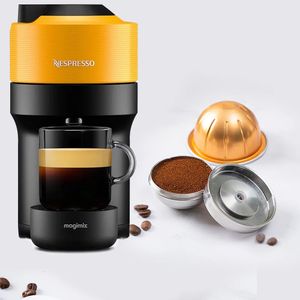 För Nespresso Vertuo Pop Refillable Coffee Capsule Coffee Fliter Pod Eco-vänligt rostfritt stålfilter 240328