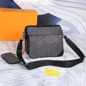 2023 Deri Tasarımcı Çantaları 3pcs Söndürülebilir Üçlü Siyah Messenger Çantalar Erkekler Crossbody 3 1 Set Kadın Omuz Çantası Çanta Çantası Cüzdanları