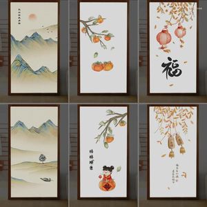 Window Stickers Chinese Style Classical Landscape Stained Film Blackout Self-adhesive Glass Static Cling Privacy Films