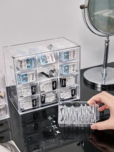 Schönheitskontaktlinsenspeicherbox täglich Einwegkontaktlinsenschrank Multi-Grid große Kapazität Augenregal Transparent Storage Box 240401