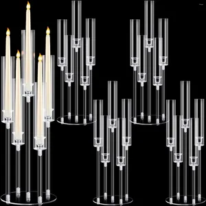 Candle Holders Acryl Candelabra Centerpieces 5 Arm Clear Holder Taper Candlestick z prostokątną podstawą