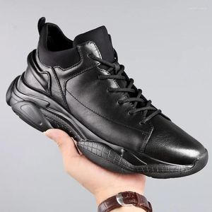 Walking Shoes Elevated Leather Casual Men's Sports Elevator Thick Soled Youth Daily Spring And Autumn