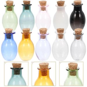 Vases Mini Glass Bottle Ornaments Cases For Collectibles Small Tiny Bottles Clear Decorative Little Wish Jar Miniture Decoration