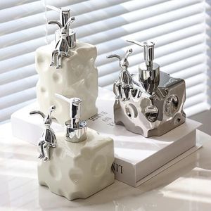 Liquid Soap Dispenser Light Luxury Ceramic Hand Wash Bottle Cheese Pump Bathroom Accessories Shower Gel Split Press Pot