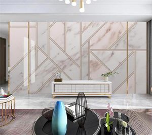 Bakgrundsbilder Anpassad 3D -tapet Modern Minimalistisk liten färsk geometrisk marmor väggmålning vardagsrum tv -bakgrund väggdekorativ målning