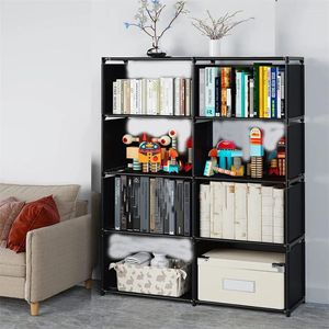 Hooks DIY Double Row Cube Bookcase Bookhelf Student Multifunktionell bok Rack Storage Cabinet Non-Woven Display Toy