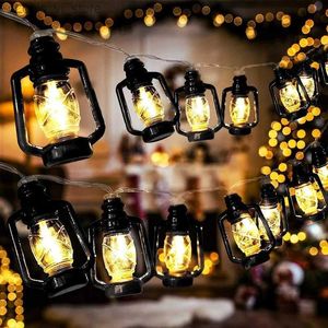 LED telleri 1m 10led mini retro kerosen tatil ipi ışık pille çalışan fener peri çelenk yatak odası için ramazan dekorasyonu yq240401