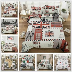 Bedding Sets Country Postage Stampes Set 2/3Pcs Duvet Cover & Pillowcase(s) 3D Printed Quilt For Home Textile Gift