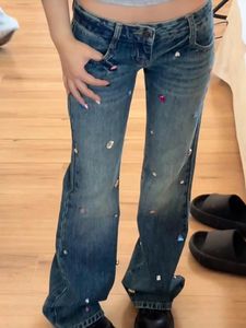 Женские джинсы QWEEK Y2K Брюки Винтаж Уличная одежда 90-х годов Звездно-синий Женский гранж с широкими штанинами Джинсовые женские американские брюки в стиле ретро Парашют