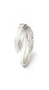 Vintage 925 Sterling Silver Feather Adjustable Size Opening Band Rings Fashion Finger Jewelry For Women Girl Bijoux Whole8860653