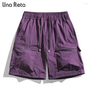 Shorts masculinos una reta verão homens 2024 streetwear hip hop zíper bolso harajuku casal solto