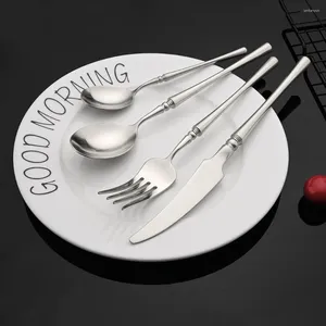 Flatware Sets 4/5 Pcs Royal Luxury 304 Stainless Steel Western Dinnerware Elegant Mate Silver Cutlery Tableware For Kitchen El