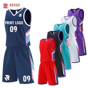 Set di maglie da basket personalizzate, completo uniforme con numero di nome stampato per maglie da squadra personalizzate per bambini da uomo 240325