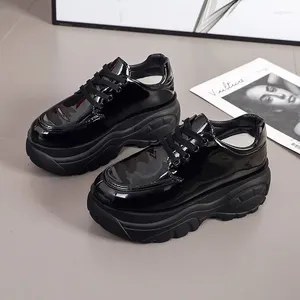 Fitness Shoes Autumn Women Platform Sneakers Chunky Ulzzang Fashion Ladies Casual Woman Leather Tenis Female White Black 6cm High