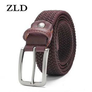 أحزمة Zld Mens حزام أصلي سبيكة دبوس مرنة الحزام المنسوجة حزام الخصر