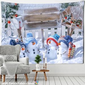 Tapisserier Juldekoration 2024 Snöflingor Person Chrismas Tapestry Wall Hanging Nature Hippie Home Decor