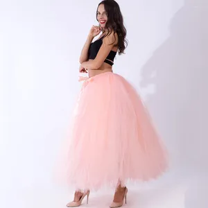 Table Skirt 7 Layers 100cm Long Tulle Tutu Puff Skirts Womens Baby Shower Decoration Wedding Party Sweet Bride Candy Colors