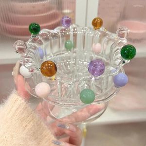 Vinglas 280 ml Pearl High Borosilica Glass Bowl Sallad Vute Crown Fruit Plate maträtt Snack Candy Cake Ice Cream Cup