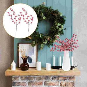 Dekorative Blumen, 10 Stück, künstliche Weihnachts-Stechpalmenbeeren, Drahtstiele, Picks für Baumkranz, Basteln, Mitbringsel