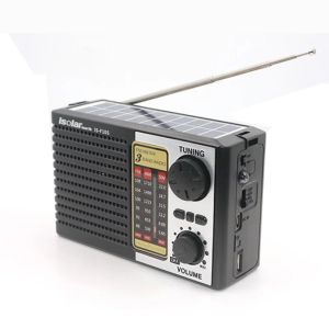 Rádio portátil recarregável ao ar livre painel solar de carregamento usb tf leitor música fm am sw 3 banda rádio com alto-falante bt e luz led