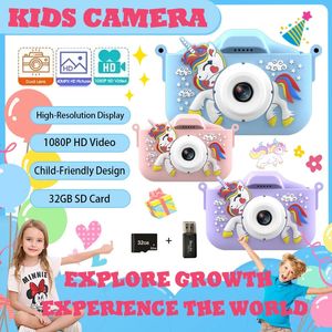 Детская камера Единорог, мультяшная цифровая игрушка с животными, фотографировать и снимать видео, играть в игры, 48 МП, детский мини-подарок 240319
