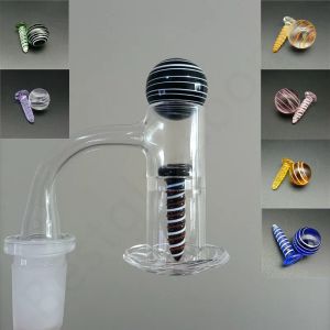 Fully Weld Smoking Quartz Banger Set 14mm 18mm 10mm Male Female Frosted Joint Beveled Edge Spinning Cyclone Carb Cap Ball Terp Pearl LL