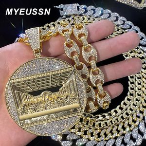 Full borrning Last Supper Pendant Necklace Mens smycken Iced Out Cuban Link Halsband Fashion Men Hip Hop Jewelry Men Chain 240323