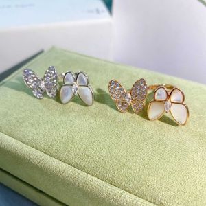 Designer High Version Van Butterfly Ring White Beiman Diamond 18k Opening Adjustable Index Finger Advanced Does Not Fade