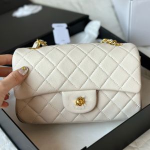 Luxury Elegant Caviar Leather Rhombus Womens Luxury Large Mini Square Bag stor kapacitetsstruktur Mjuk hårdvara Metall Enkel kedja Crossbody Shoulder Bag Card Bag 20