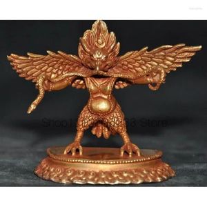 Dekorativa figurer Tibet Buddhism Bronze 24k Gold Glilt Winged Garuda Bird God Tantra Buddha Statue