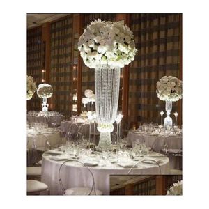 Decorações de casamento Gold Sier Candle Decoração Titulares Cristal Metal Candlestick Flor Vaso Mesa Central Evento Rack Estrada Chumbo Dh2Zd