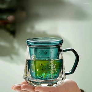 Vinglasglasögon TEA Vatten Separation Flower Teacups Hög utseende Level Värmebeständig muggkontor Kvinnors enkla hushåll