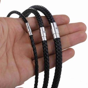 Pendant Necklaces Classic Mens Womens Leather Choker Necklace Black Brown Braided Rope Chain Stainless Steel Clasp Wholesale Jewelry UNM09 240330