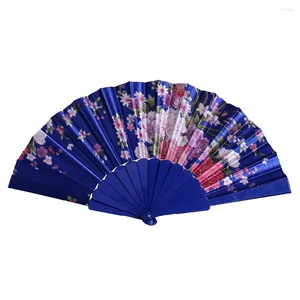 Dekorativa figurer Vintage Bambu Handfaldig Flower Fan Chinese Dance Colorful Wedding Spets Silk Folding Hand Håller Party Home Supplies