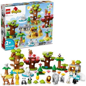 LEGO DUPLO Wild Animals of The World Toy 10975 - Educational Animal Building Kit with 22 Animal Figures, Sounds, and World Map Playmat - Learning Toy Gift for Toddlers Girls