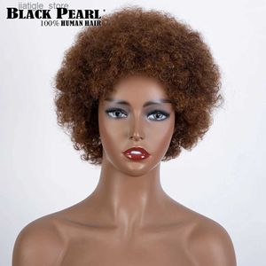 Perucas sintéticas perucas de cabelo humano bob brasileiro brasileiro afro cor de peruca encaracolada cor marrom escuro Remy Humano Human Human Winky Curly Non Lace Wigs for Women Y240401